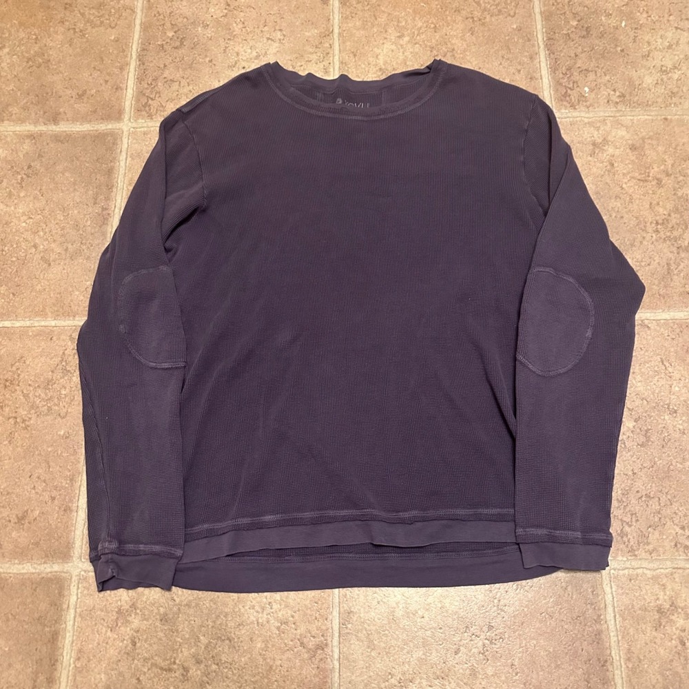 XCVI Thermal Shirt Mens XL Purple Excellent Elbow Patches Waffle Long Sleeve